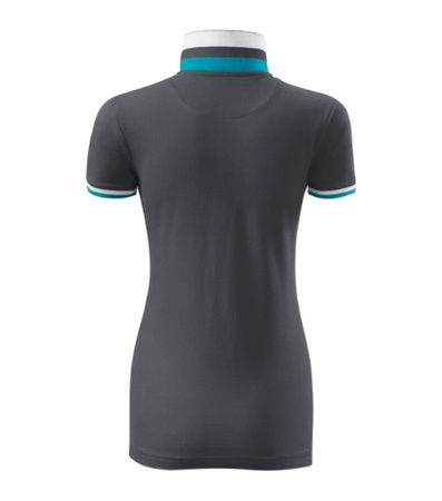 Koszulka Pique Polo damska polówka COLLAR UP 100% bawełna szara