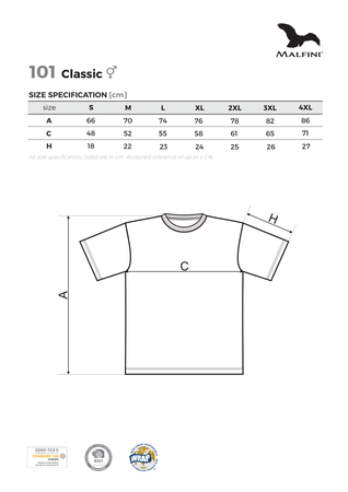 KOSZULKA męska bawełniana CLASSIC MALFINI T-SHIRT biała
