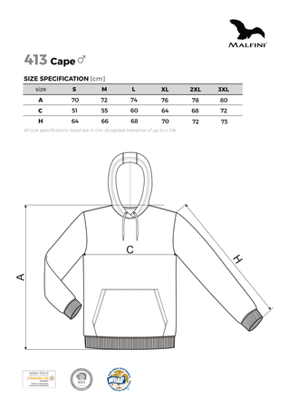 MĘSKA BLUZA Prosty Krój CAPE MALFINI Z KAPTUREM Bawełna Terry SPORTOWA