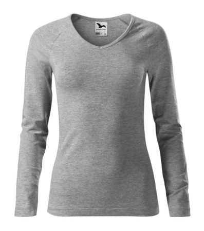 Bluzka damska Elegance Malfini – Długi Rękaw, Dekolt V w serek, BAWEŁNA + ELASTAN, slim‑fit 