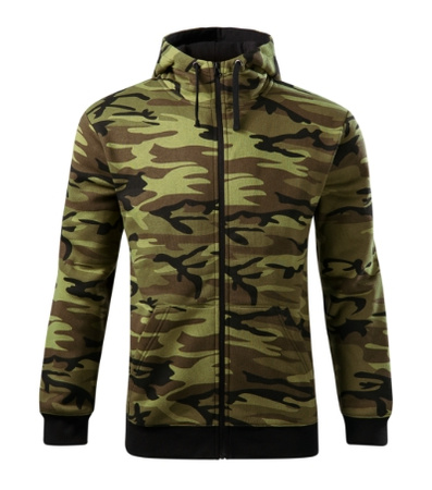 Bluza Męska z kapturem Camo Zipper Malfini grubsza 300g/m² 65% bawełna, militarny styl 