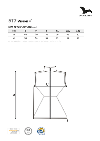 Kamizelka Męska Softshell z Regulacją MALFINI VISION 2-Warstwowa