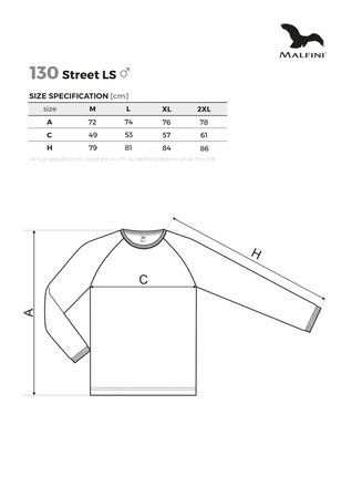 Koszulka męska longsleeve Malfini Street LS 100 % bawełna 180 g komfort