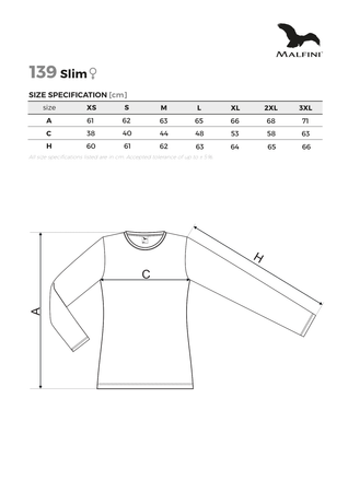 Bluzka Damska Malfini 180g SLIM 139 - Krój Slim-fit 180 g/m²