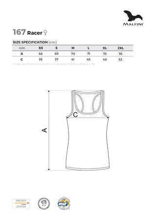Top damski sportowy szybkoschnący Malfini Racer 167 100 % poliester 140 g/m²