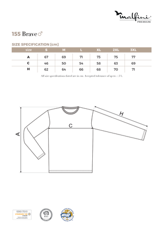 Koszulka Męska BRAVE MALFINI SlimFit Długi Rękaw 160g Malfini