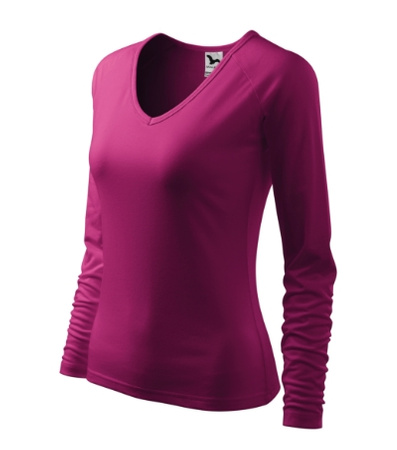 Bluzka damska Elegance Malfini – Długi Rękaw, Dekolt V w serek, BAWEŁNA + ELASTAN, slim‑fit 