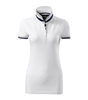 Koszulka Pique Polo damska polówka COLLAR UP 100% bawełna biała