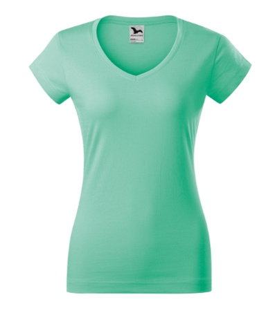 Koszulka damska gładka 180 g/m² Malfini Fit V-neck 162 slim z dekoltem w serek 100 % bawełna 