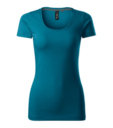 Elastyczna Koszulka Damska Slim-Fit Bawełna Petrol Blue ACTION
