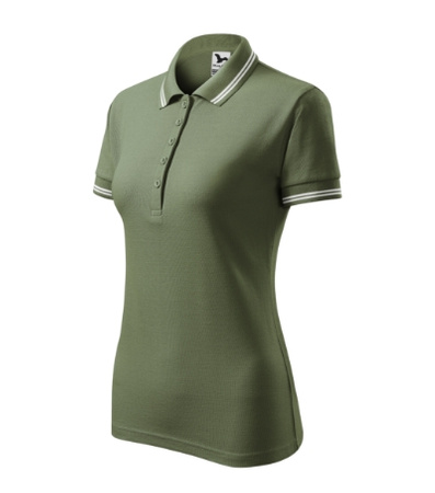 KONTRASTOWA Damska Koszulka POLO polówka bawełniana khaki