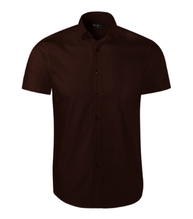ELEGANCKA Koszula Męska o dopasowanym kroju FLASH Slim-Fit kawowa