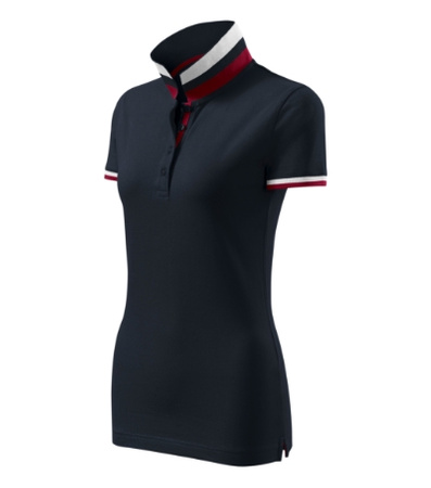 Koszulka Pique Polo damska polówka COLLAR UP 100% bawełna niebieska