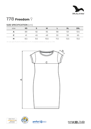 Sukienka damska bawełniana Freedom 178 Malfini 100 % bawełna 180 g/m² lekko taliowana