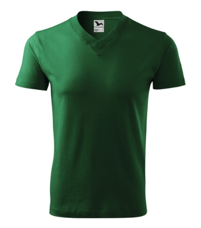 Koszulka Męska Zielona w serek Malfini V-Neck 102 regular 100 % bawełna 