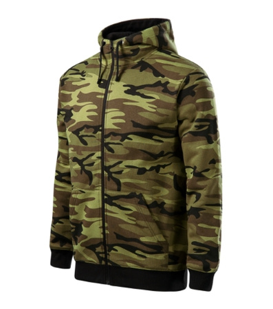 Bluza Męska z kapturem Camo Zipper Malfini grubsza 300g/m² 65% bawełna, militarny styl 