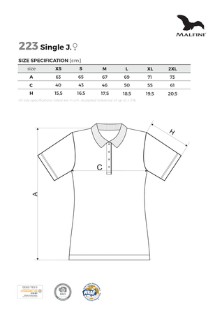 KOSZULKA POLO DAMSKA SINGLE J. T-SHIRT DAMSKI MALFINI Zieleń Trawy 223