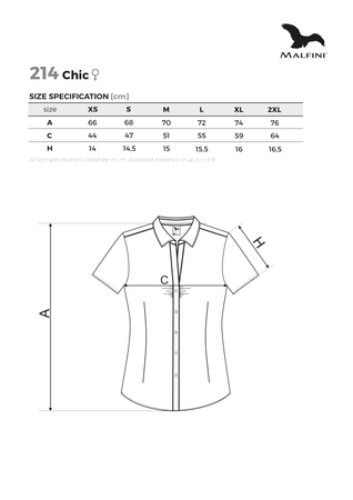 Koszula damska CHIC Malfini kelnerska subtelna plisa 120g Bawełna