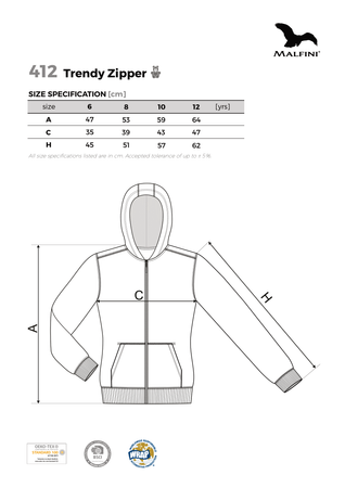 Dziecięca BLUZA Trendy Zipper rozpinana z kapturem