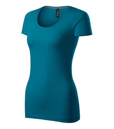 Elastyczna Koszulka Damska Slim-Fit Bawełna Petrol Blue ACTION