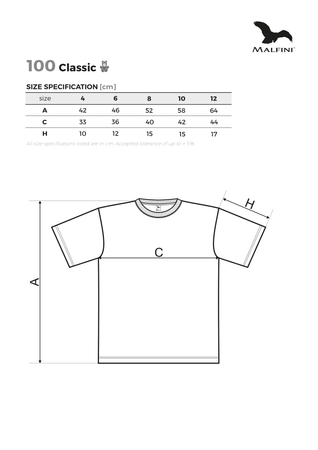 Koszulka Dziecięca Classic od Malfini 100% Bawełna Single Jersey 160 g/m²