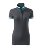 Koszulka Pique Polo damska polówka COLLAR UP 100% bawełna szara
