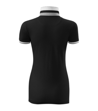 Koszulka Pique Polo damska polówka COLLAR UP 100% bawełna czarna