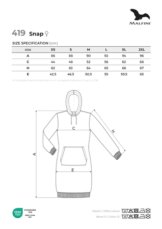 Sukienka SNAP z kieszenią kangurka Bawełna Terry Malfini Design