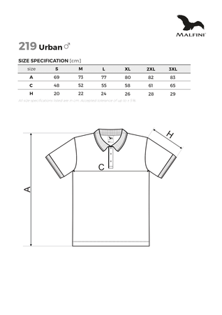 Koszulka polo męska Malfini URBAN 65 % bawełna pique 200 g/m² polówka 