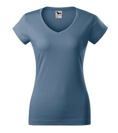 Koszulka damska gładka 180 g/m² Malfini Fit V-neck 162 slim z dekoltem w serek 100 % bawełna 