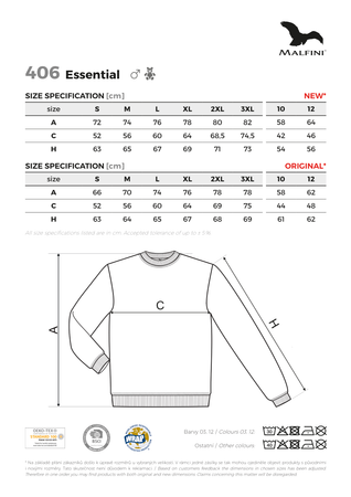 Bluza męska Terry bez kaptura 300g/m² Grubsza Malfini Essential 65 % bawełna