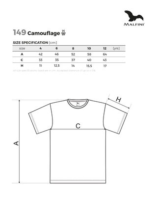 Koszulka Wojskowa dla Dzieci CAMOUFLAGE 100% Bawełna