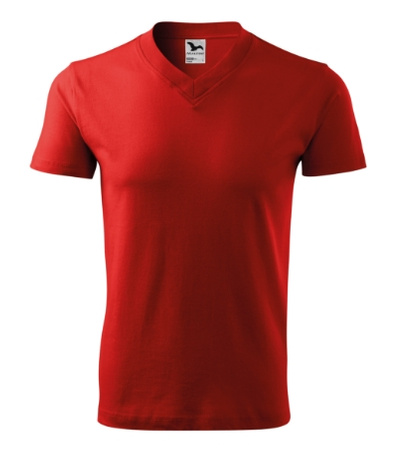 Koszulka Męska Czerwona w serek Malfini V-Neck 102 regular 100 % bawełna 