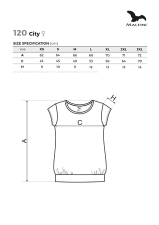 Koszulka Damska z Krótkimi Rękawami Luźna Bawełna Single Jersey CITY od Malfini