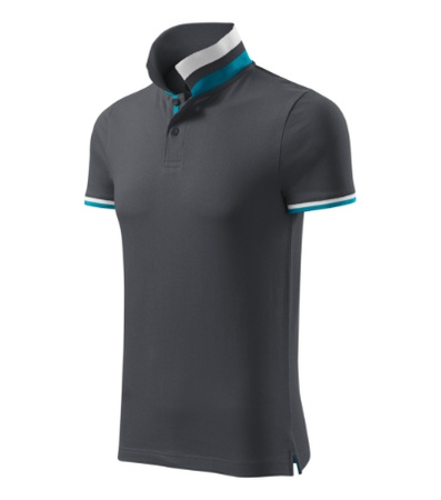 Koszulka Pique Polo męska polówka COLLAR UP 100% bawełna szara