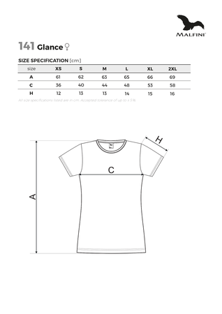 Koszulka Damska Slim-Fit Glance by Malfini 180 g/m² Okrągły Dekolt, elastyczna BAWEŁNA