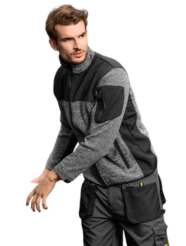 PRZEJŚCIOWA KURTKA MĘSKA CASUAL 2 WARSTWY KNITTED SOFTSHELL ODDYCHAJĄCA
