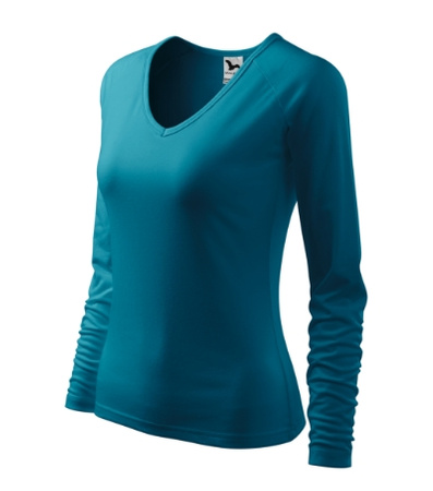 Bluzka damska Elegance Malfini – Długi Rękaw, Dekolt V w serek, BAWEŁNA + ELASTAN, slim‑fit 