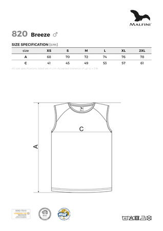 Koszulka męska bez rękawów BREEZE 820 – szybkoschnąca oddychająca 150 g/m² tank top sport