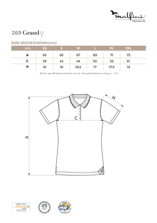 Damska Koszulka Polo GRAND Single Jersey 100% Bawełna Merceryzowana