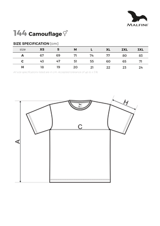 Dopasowana Koszulka Męska Wojskowa CAMOUFLAGE 160 g/m²