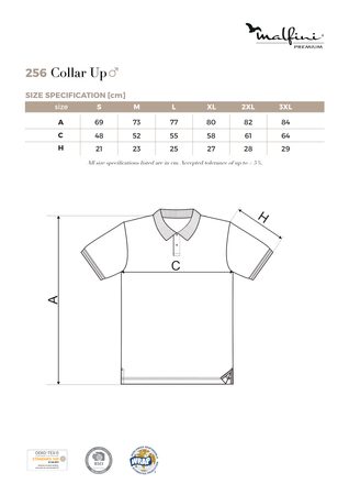 Koszulka Pique Polo męska polówka COLLAR UP 100% bawełna biała