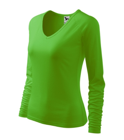 Bluzka damska Elegance Malfini – Długi Rękaw, Dekolt V w serek, BAWEŁNA + ELASTAN, slim‑fit 