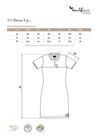 Koszulka damska Dress Up sukienka polo Malfini 215 g/m² czysta bawełna