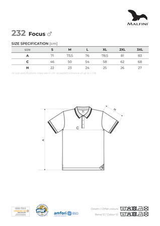 Męskie polo STYLOWE Malfini Focus regular 180 g/m² męska polówka 65 % bawełna KONTRASTOWA
