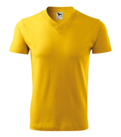 Koszulka Męska Żółta w serek Malfini V-Neck 102 regular 100 % bawełna 