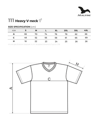 Koszulka Męska w serek HEAVY V‑NECK 111 Malfini – Grubsza 200 g Dekolt V