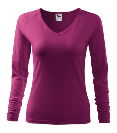 Bluzka damska Elegance Malfini – Długi Rękaw, Dekolt V w serek, BAWEŁNA + ELASTAN, slim‑fit 