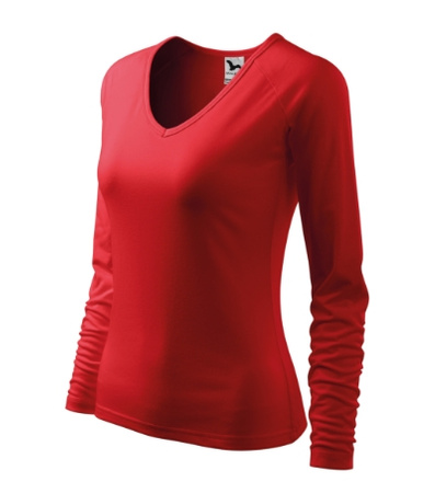 Bluzka damska Elegance Malfini – Długi Rękaw, Dekolt V w serek, BAWEŁNA + ELASTAN, slim‑fit 