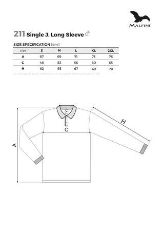 Dopasowana Koszulka 100% bawełna POLO SINGLE J. Long Sleeve 180 g/m²